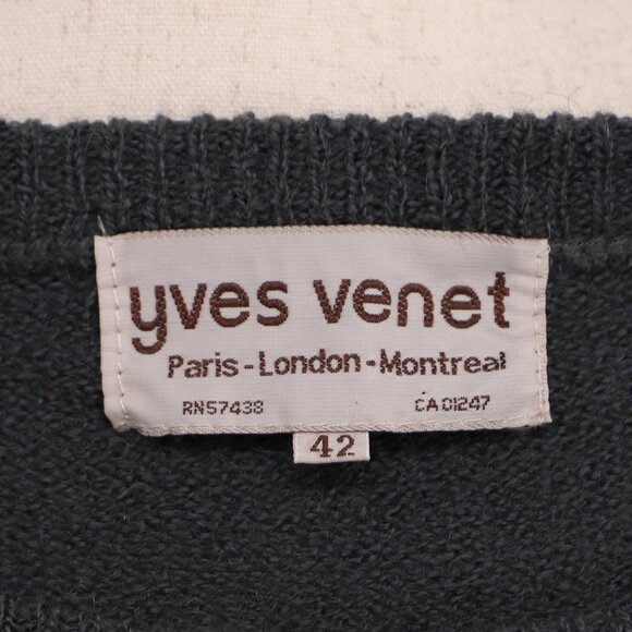 VINTAGE YVES VENET 80s/90s Red & Black Print Knit Sweater Size 42 - Picture 5 of 5